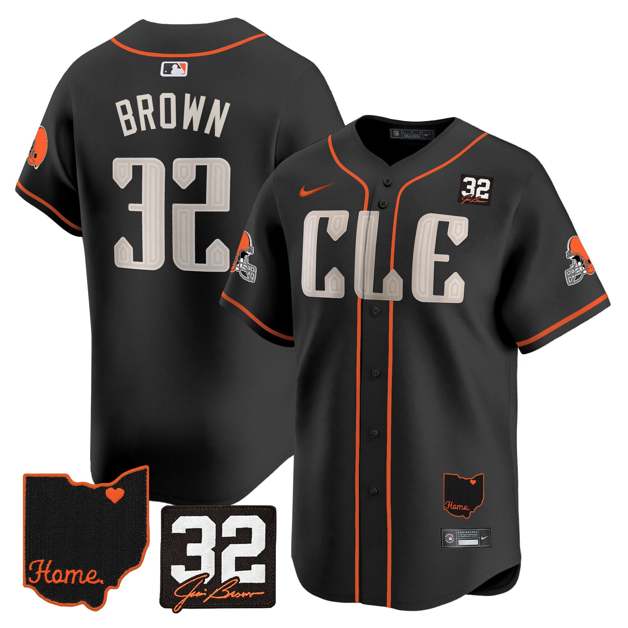 Men Cleveland Browns #32 Brown Black Home Patch Vapor Premier Limited 2024 Nike NFL Jersey